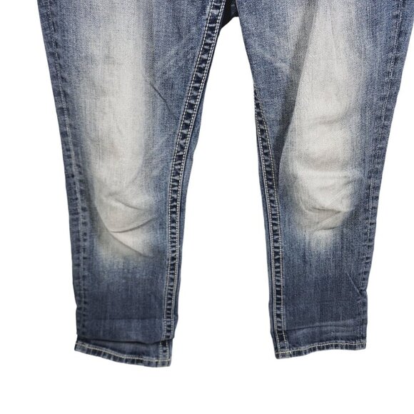 Miss Me Jeans Easy Cropped Womens Size 27 Blue Denim Embroidered Embellished - Picture 4 of 10